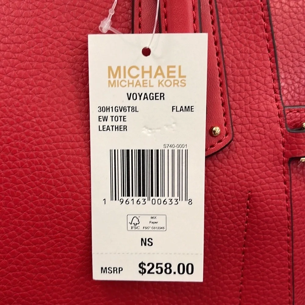 MICHAEL KORS VOYAGER FLAME EAST WEST TOTE LEATHER 30H1GV6T8L NWT